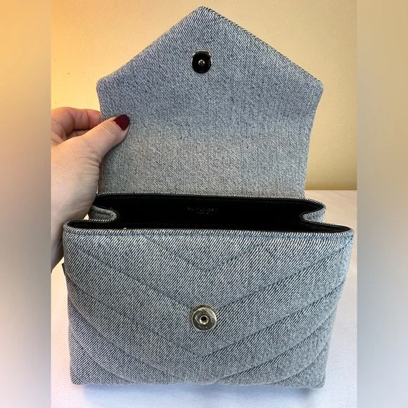 Saint Laurent Loulou Puffer Y Quilted Toy Blue Denim NWT Crossbody Italy COA - Picture 13 of 17